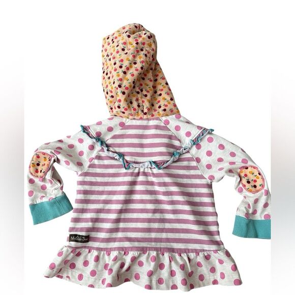 Matilda Jane Hooded stripes and polka dots elbow patch Jacket Sz 18-24 months - Picture 2 of 6